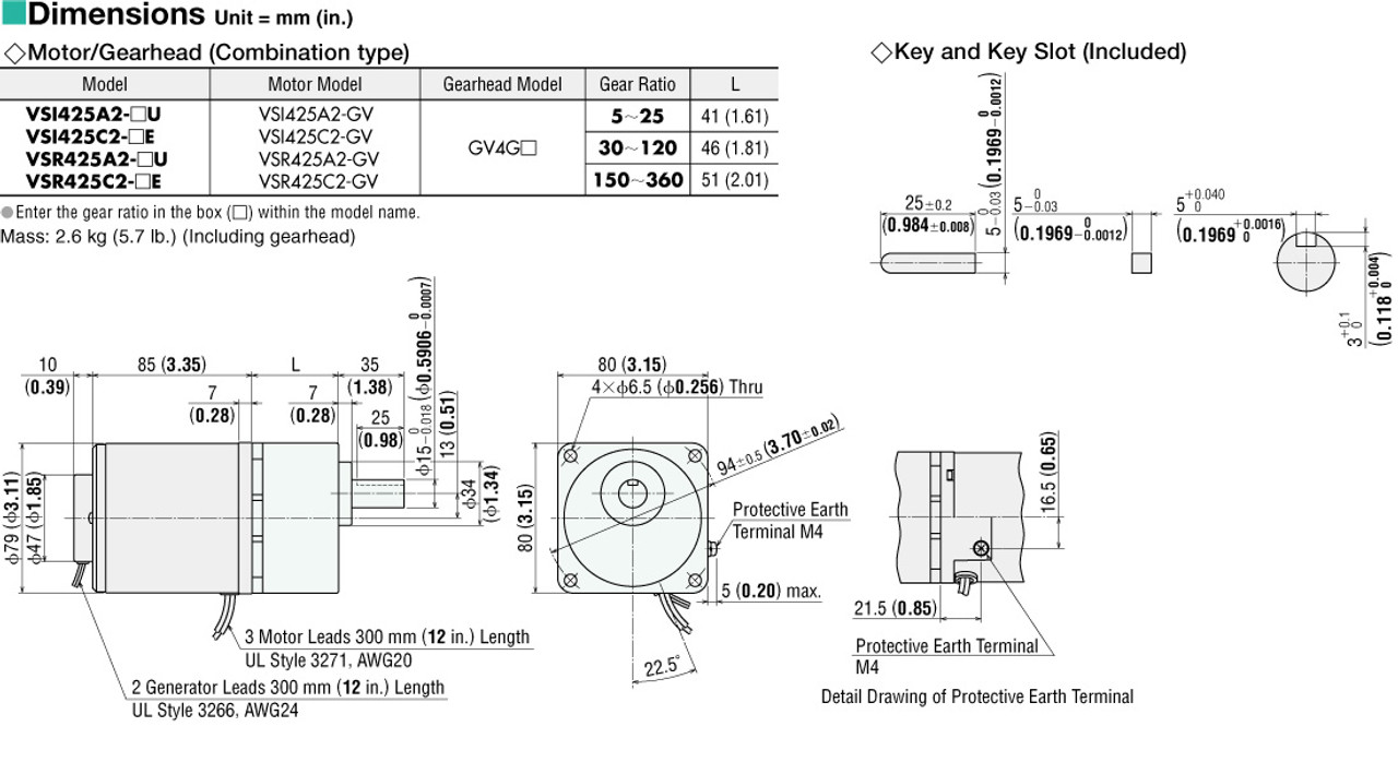 VSI425A2-6U - Dimensions