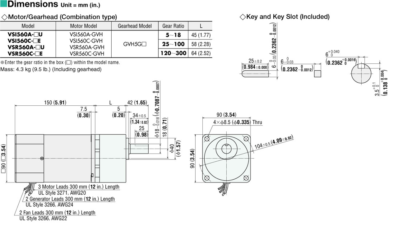 VSI560A-100U - Dimensions