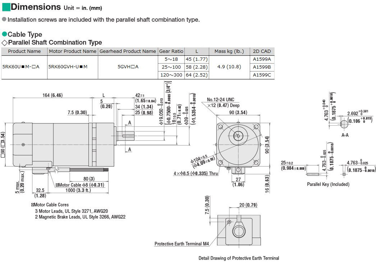 5RK60UAM-150A - Dimensions