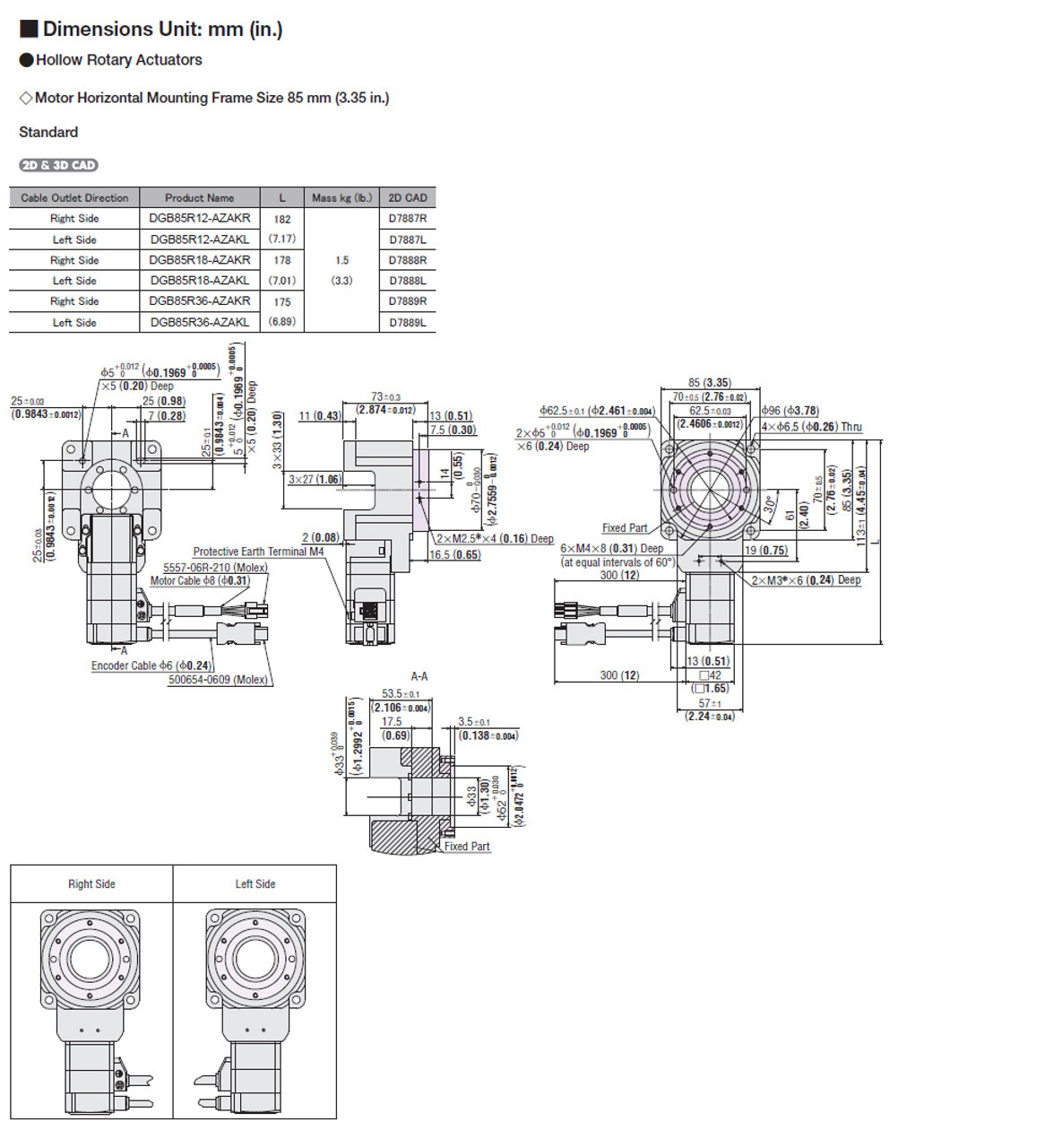 DGB85R12-AZAKR - Dimensions