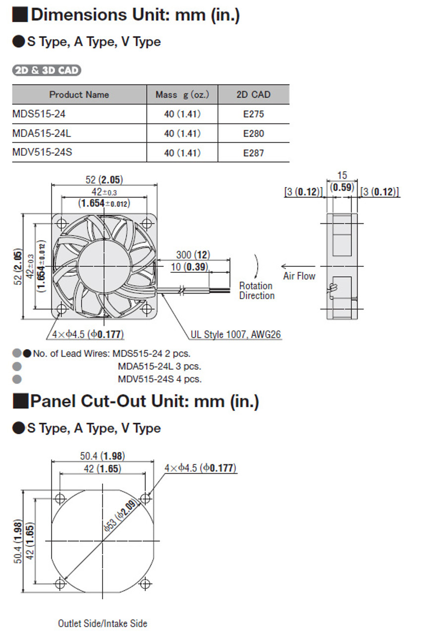 MDV515-24S - Dimensions