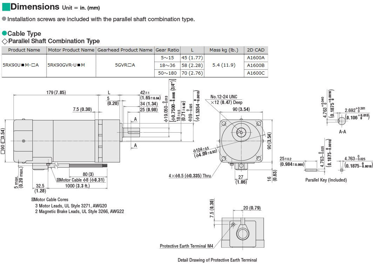 5RK90UAM-12.5A - Dimensions