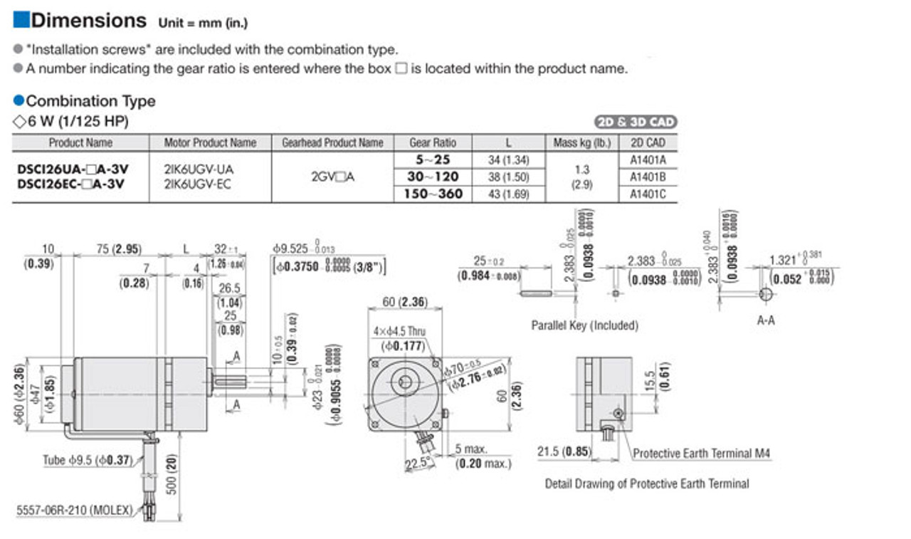 2IK6UEC-18A - Dimensions