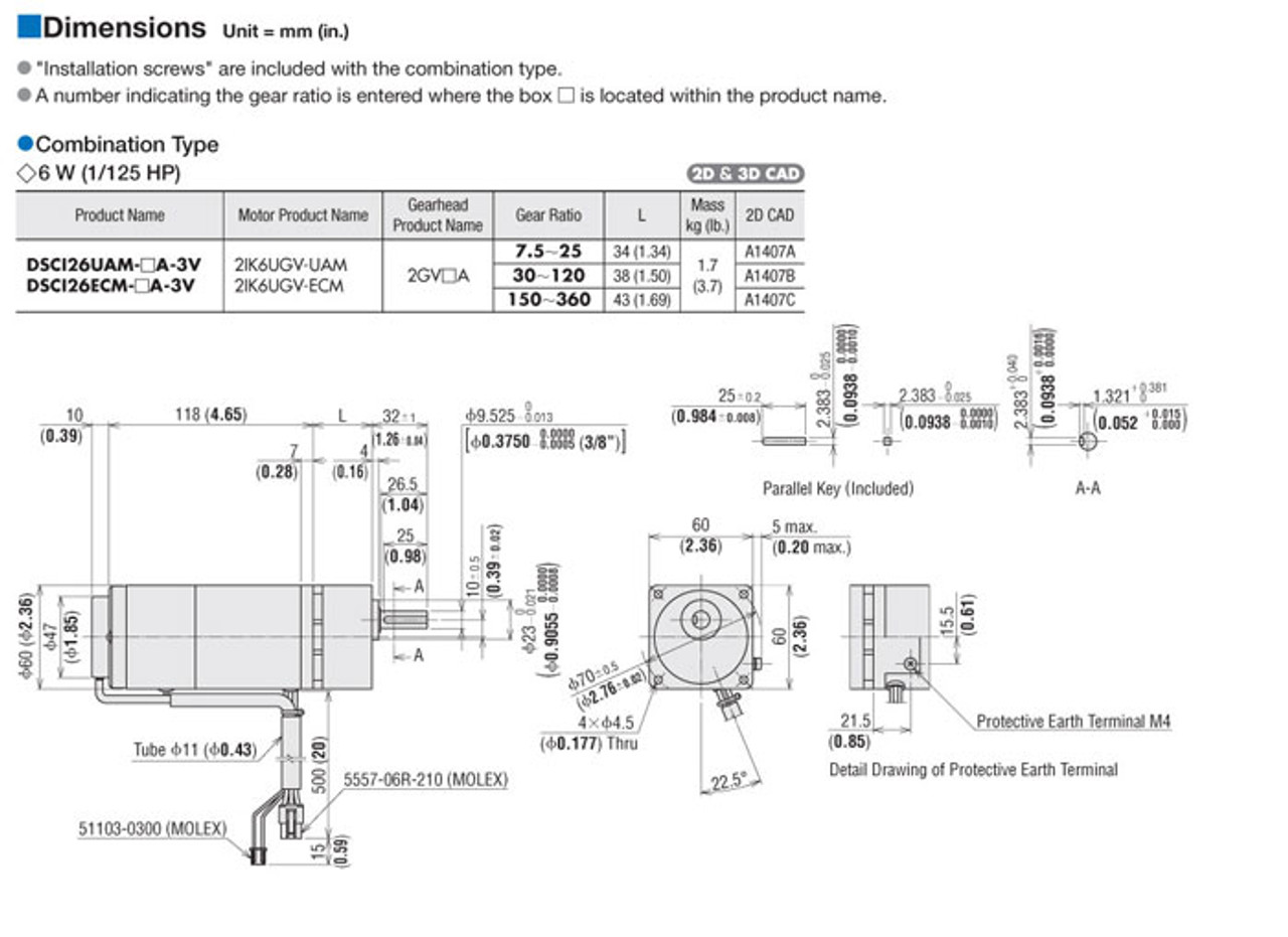 2IK6UECM-15A - Dimensions