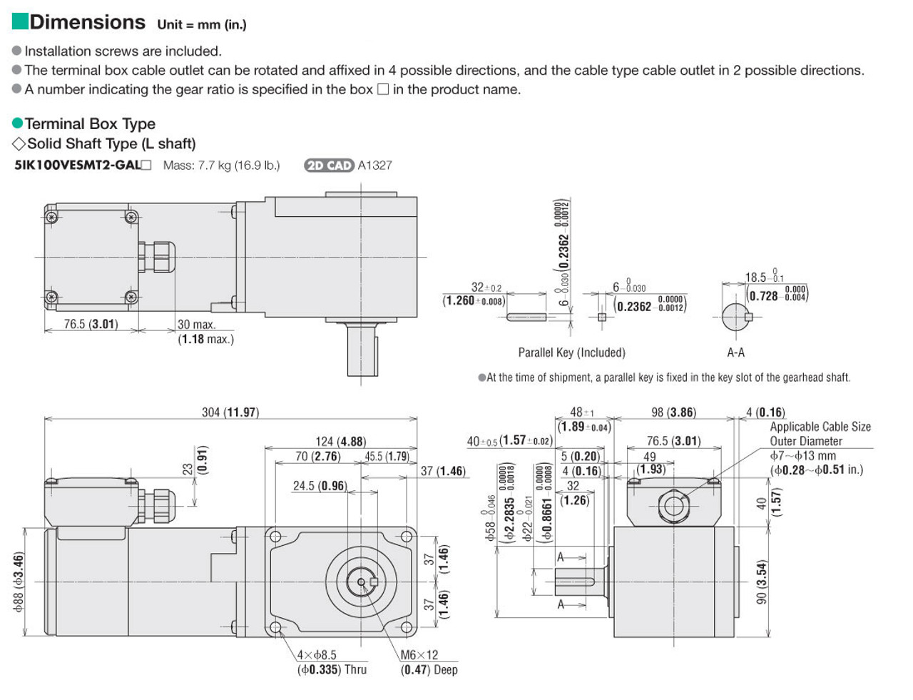 5IK100VESMT2-GAL60 - Dimensions