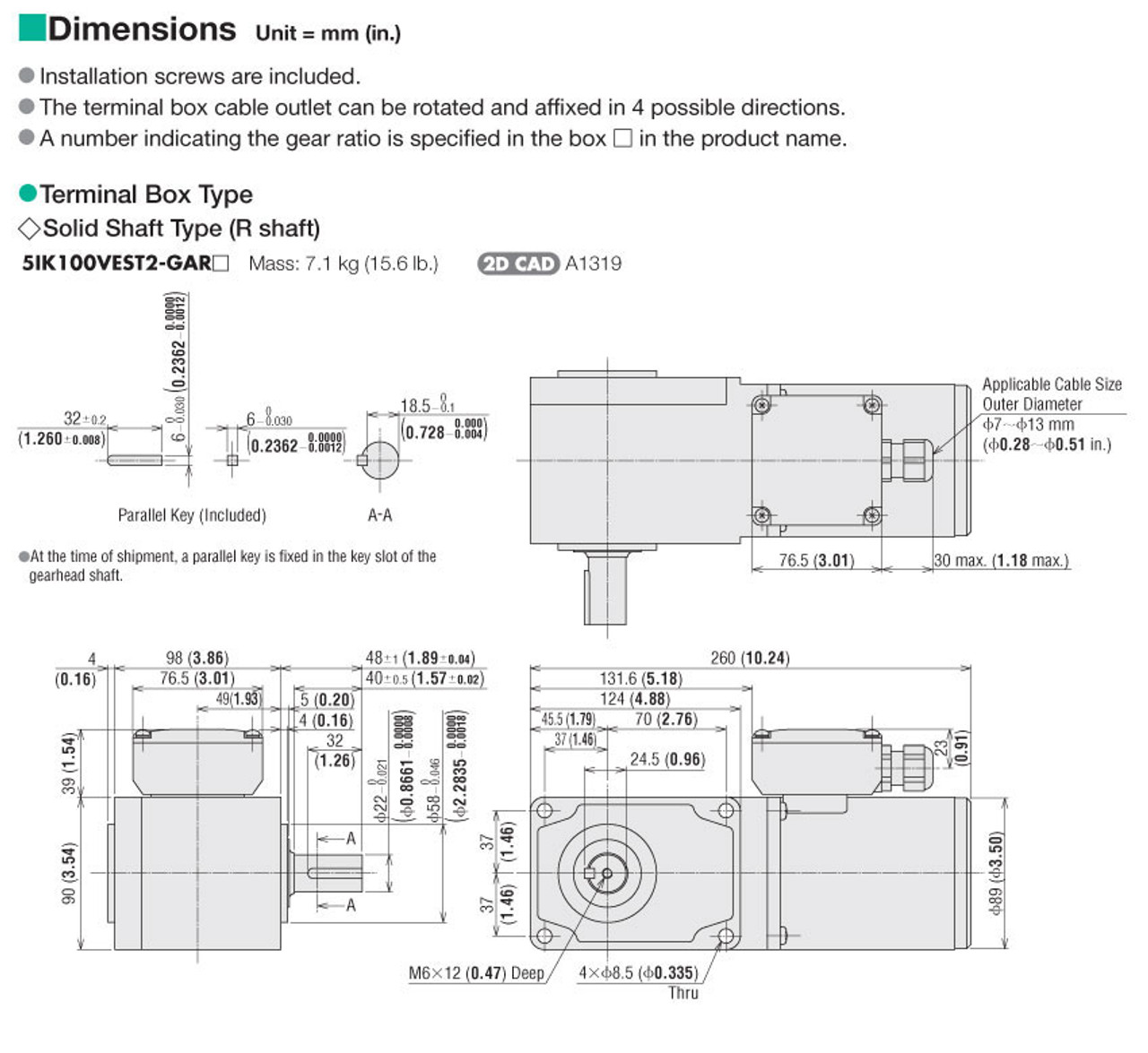 5IK100VEST2-GAR60 - Dimensions