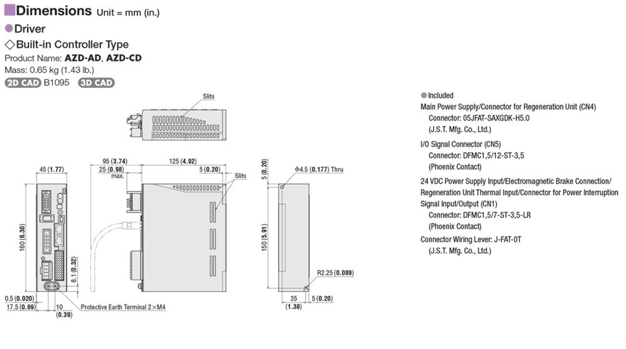 EAC4RW-D15-AZMCD-G - Dimensions