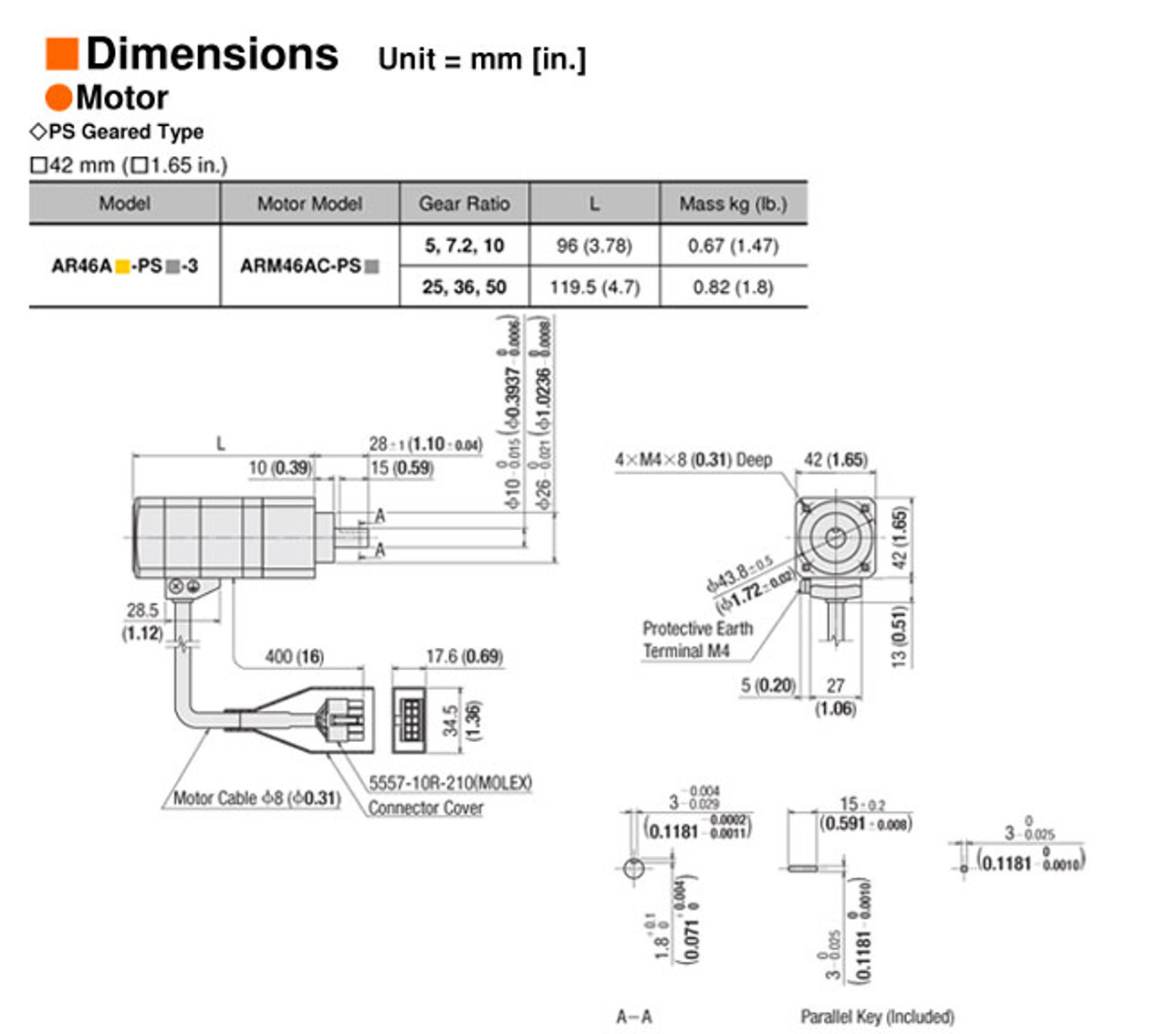 AR46AA-PS25-3 - Dimensions