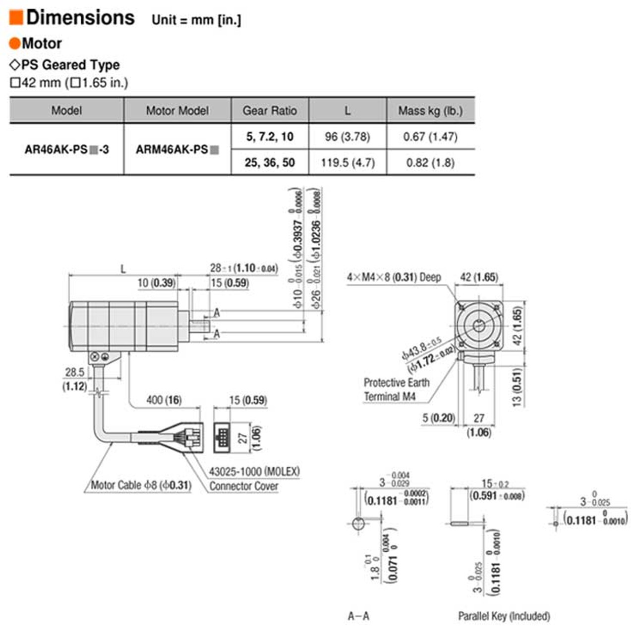 AR46AK-PS36-3 - Dimensions