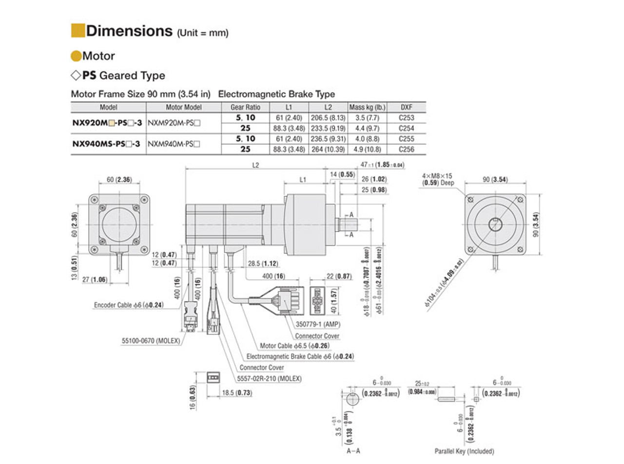 NXM920M-PS10 - Dimensions