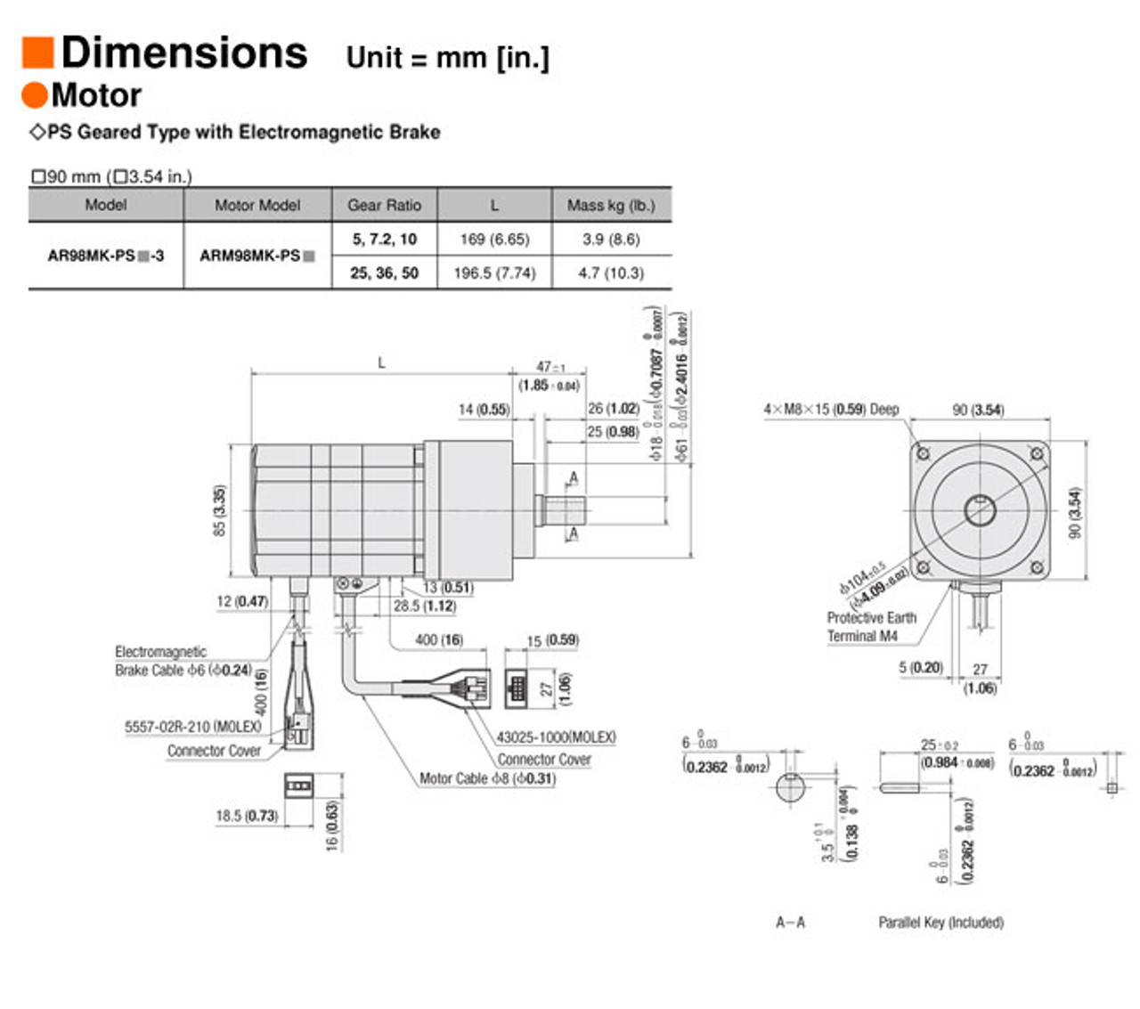 AR98MKD-PS36-3 - Dimensions