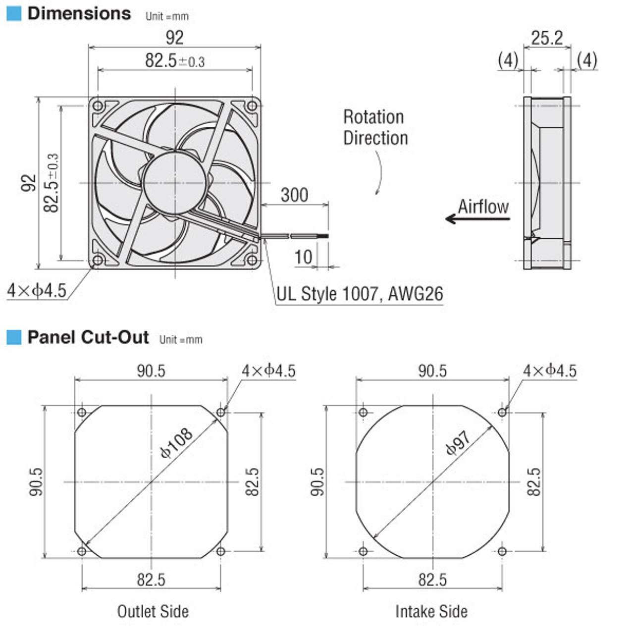 T-MDS925H-24-G - Dimensions