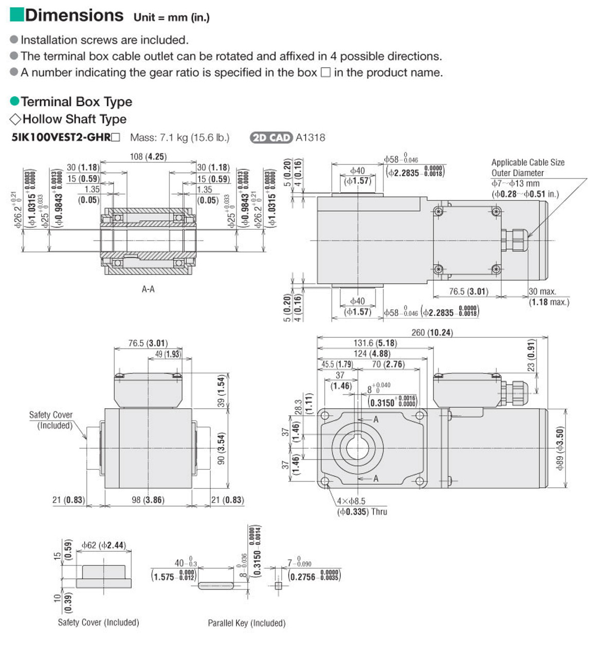 5IK100VEST2-GHR30 - Dimensions