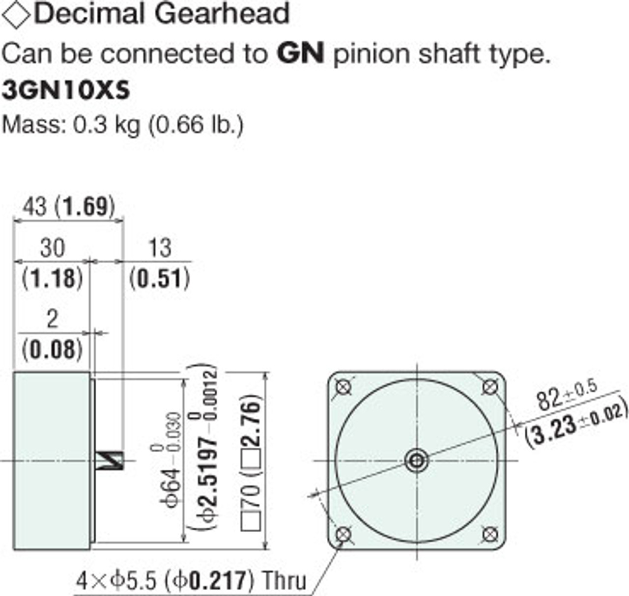 3GN10XS - Dimensions