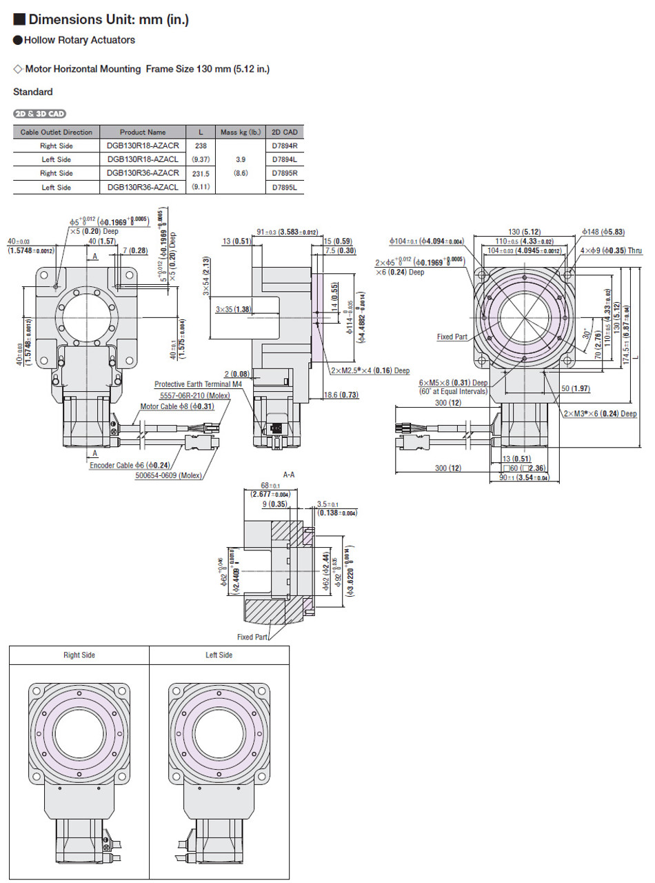 DGB130R36-AZACL - Dimensions