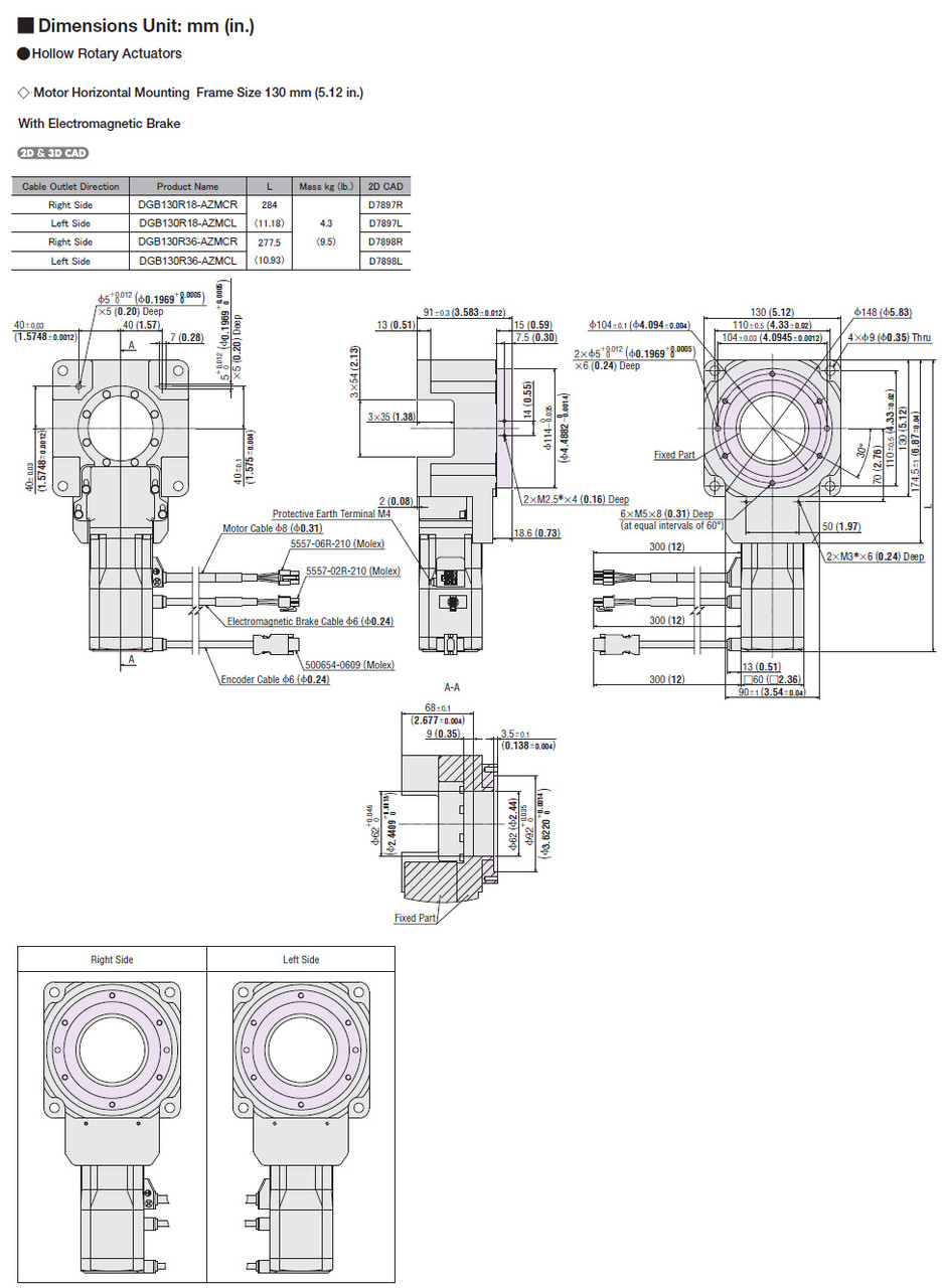 DGB130R36-AZMCL - Dimensions