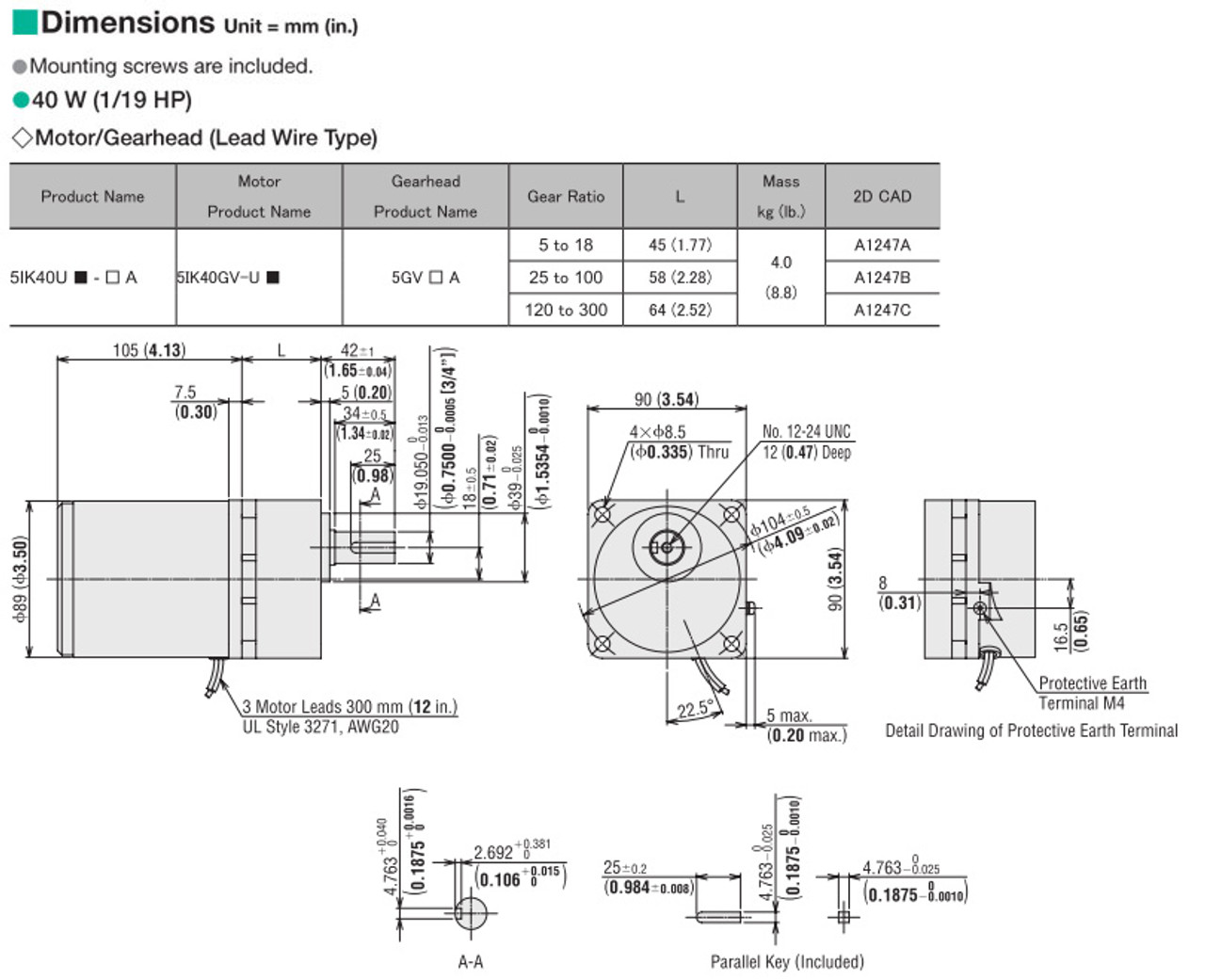 5IK40UA-150A - Dimensions