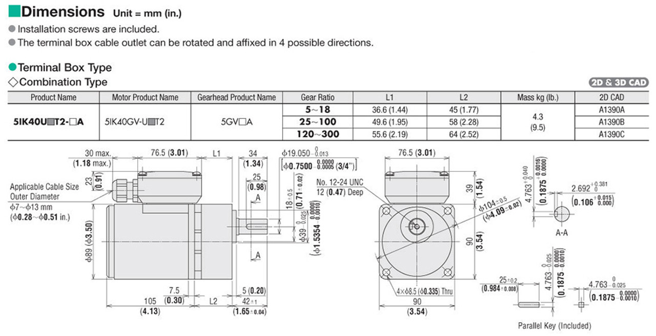 5IK40UAT2-250A - Dimensions