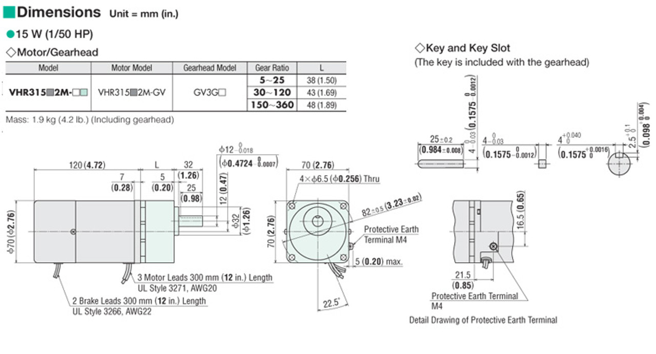 VHR315C2M-GVE - Dimensions