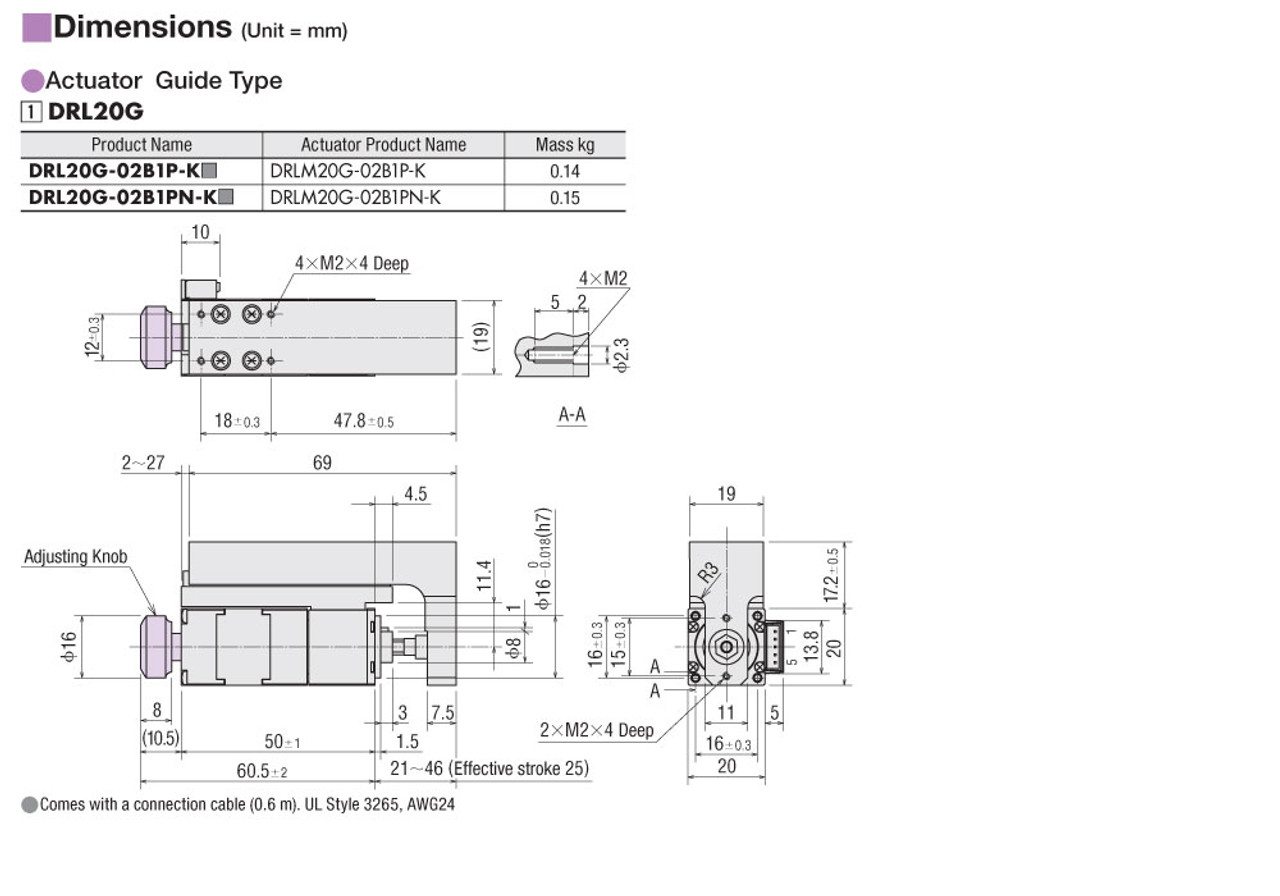 DRL20G-02B1PN-KB - Dimensions