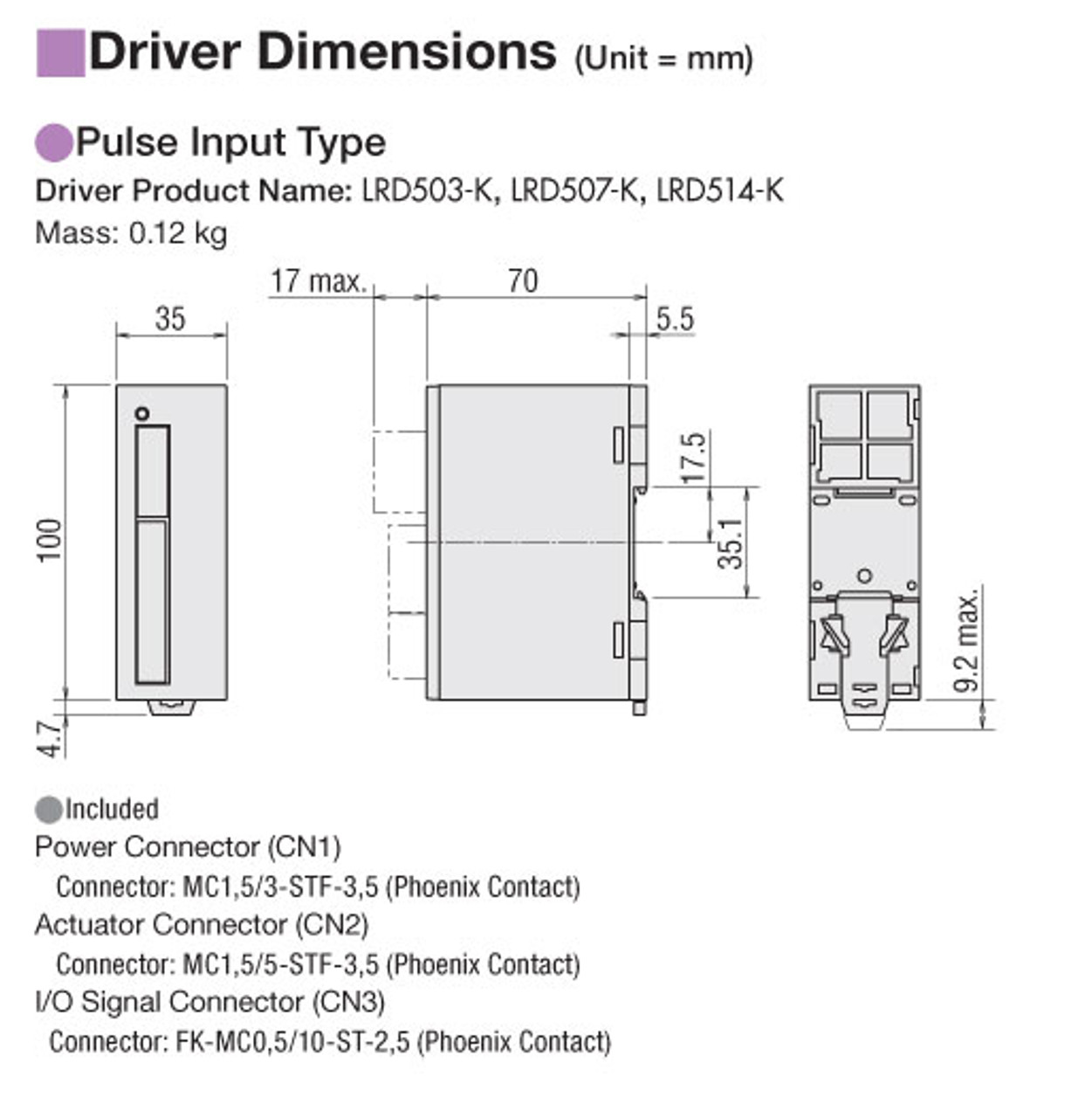 DRL42G-04A2P-KB - Dimensions