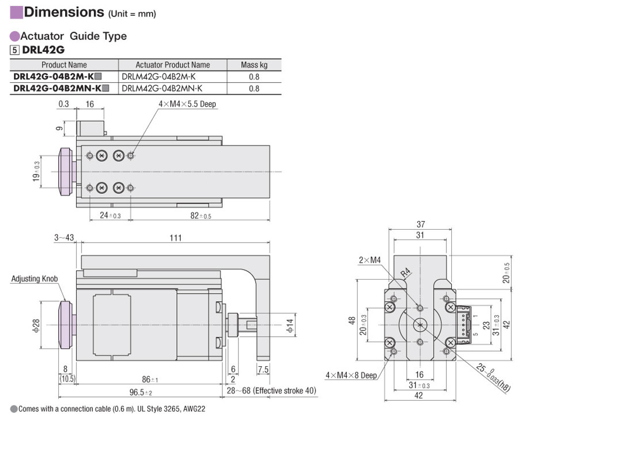 DRL42G-04B2M-KB - Dimensions