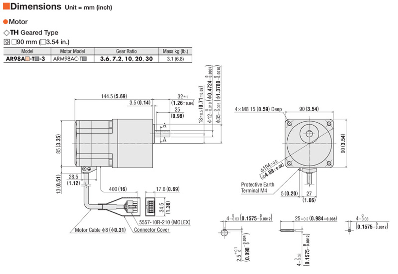 AR98ACD-T7.2-3 - Dimensions