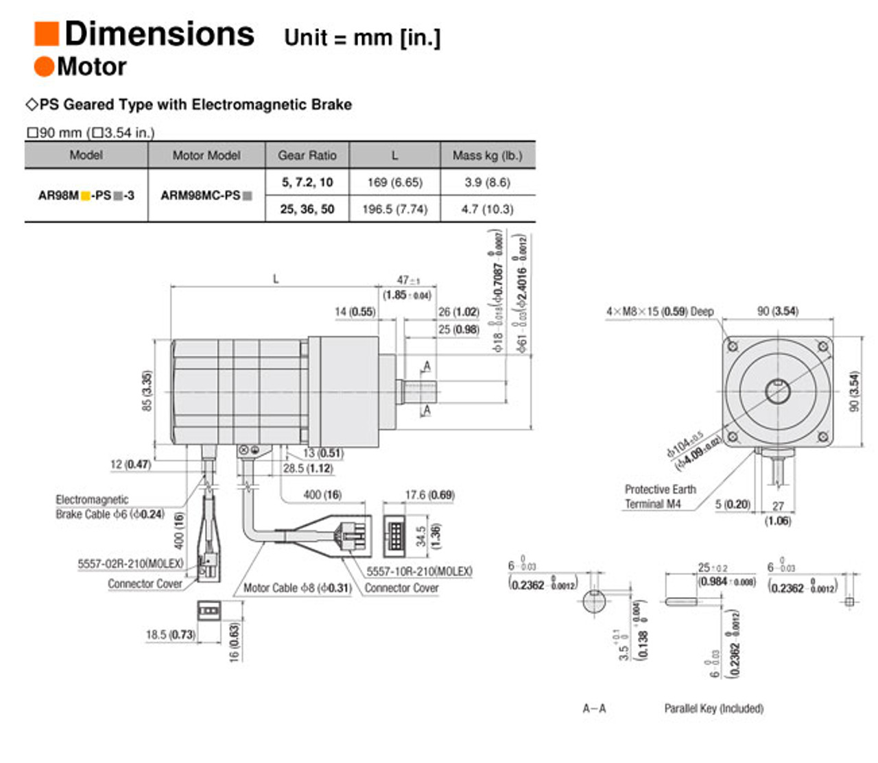 AR98MS-PS7-3 - Dimensions