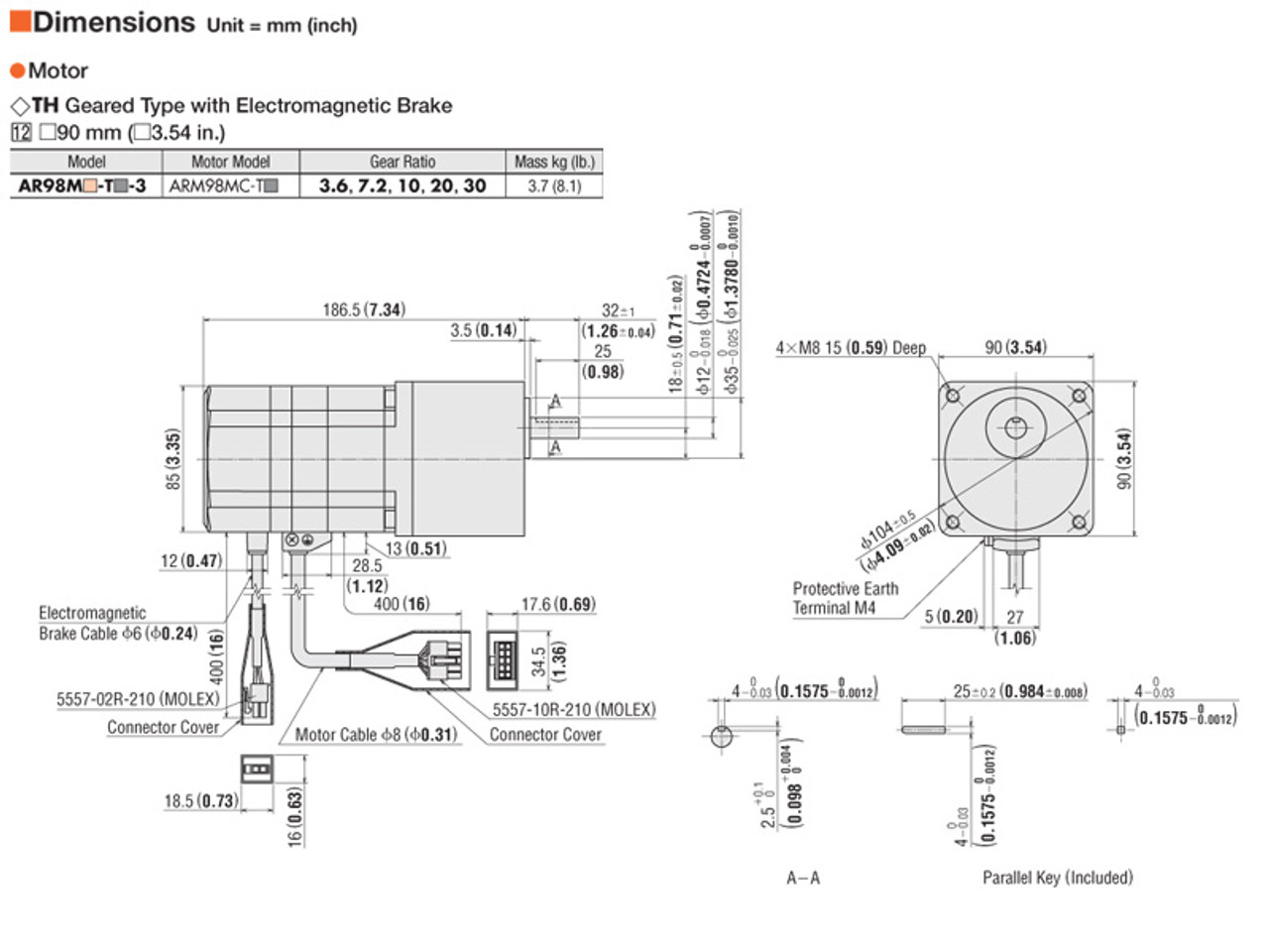 AR98MS-T7.2-3 - Dimensions