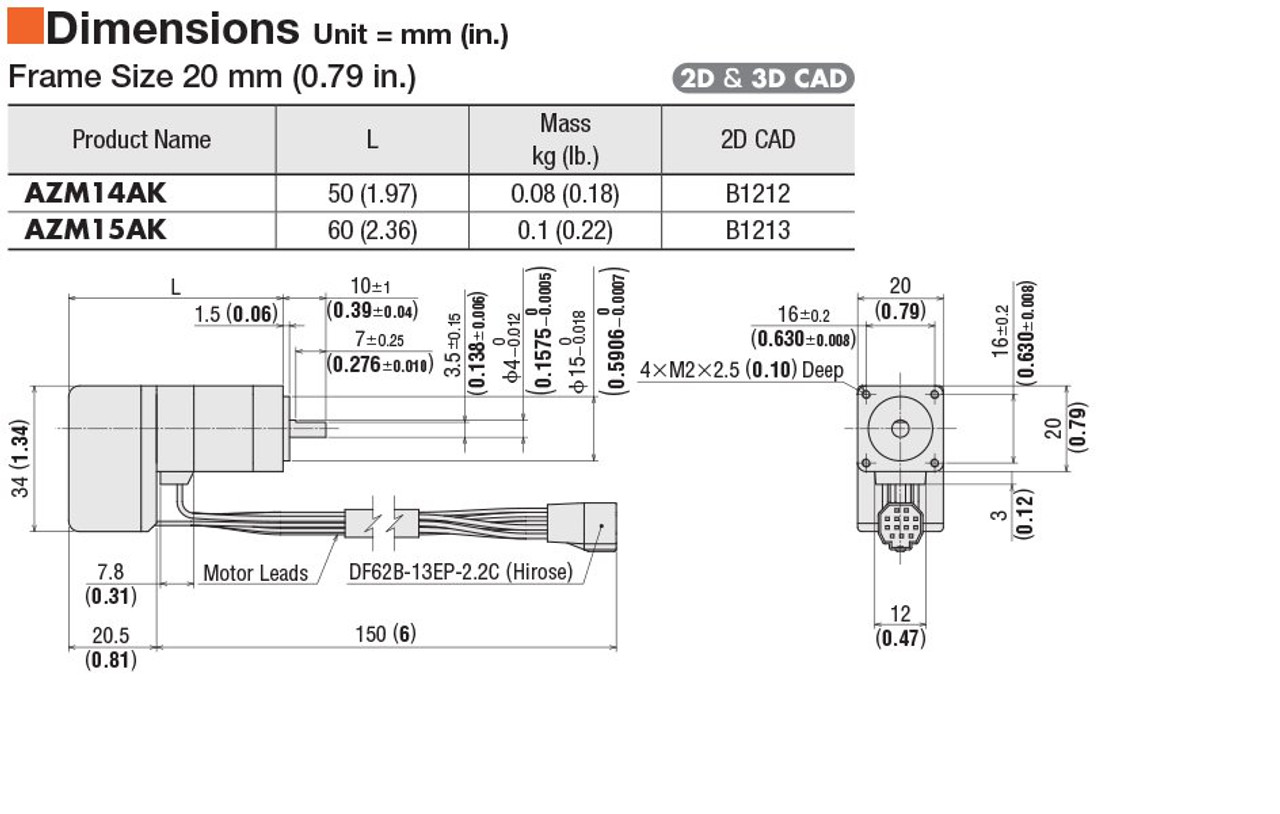 AZM15AK - Dimensions