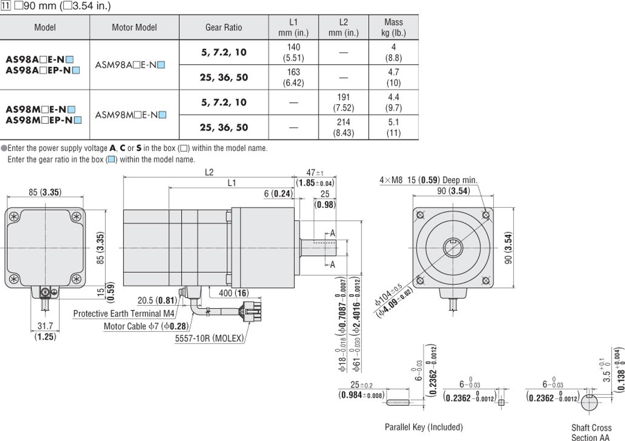 ASM98MCE-N7.2 - Dimensions