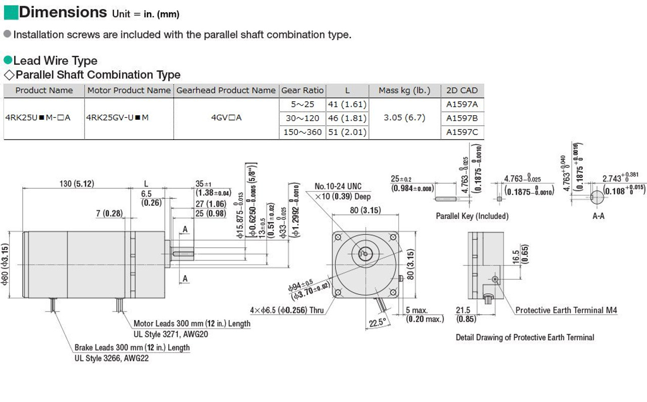 4RK25UAM-100A - Dimensions