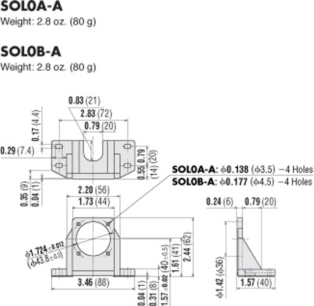 SOL0A-A - Dimensions