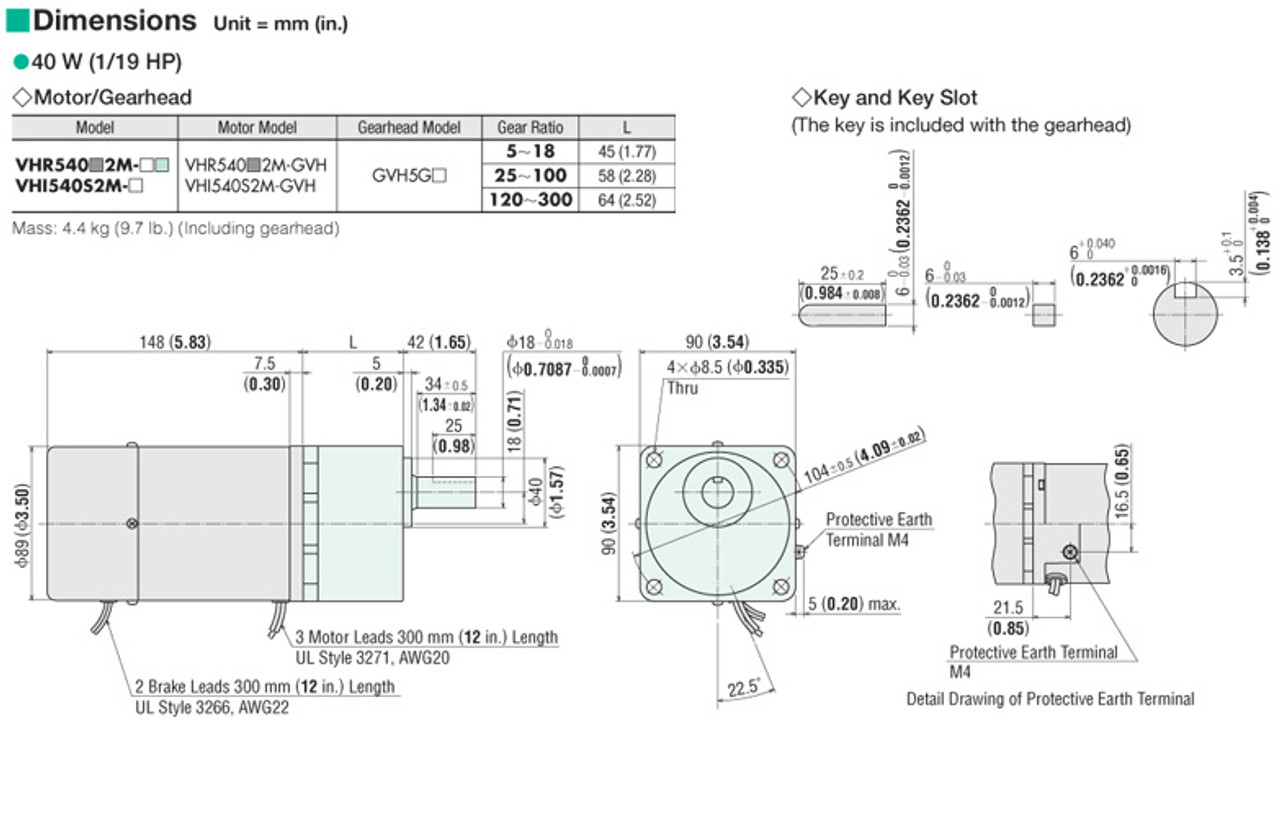 VHR540A2M-GVHU - Dimensions