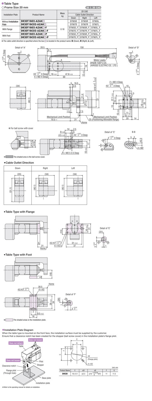 DR20T1B02-AZAKR-P - Dimensions