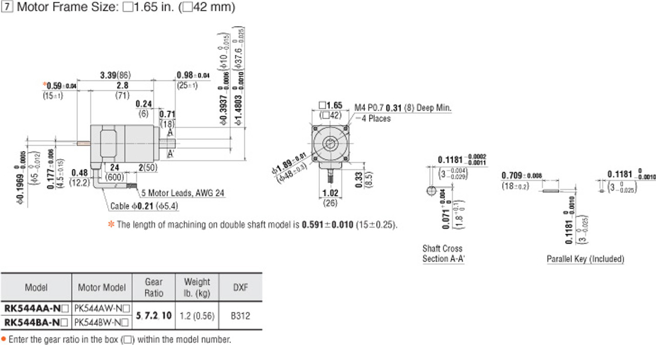 PK544AW-N7.2 - Dimensions