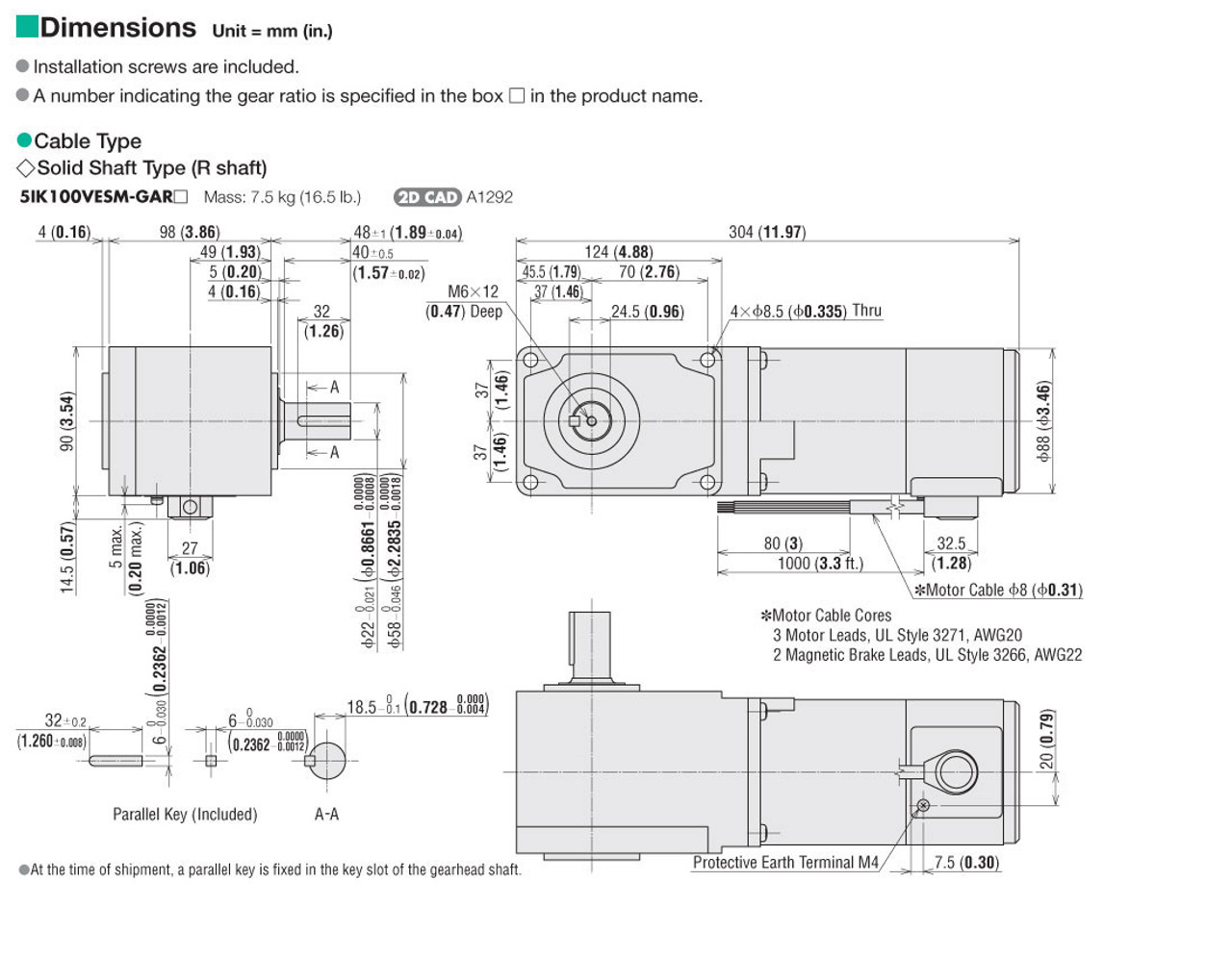 5IK100VESM-GAR25 - Dimensions