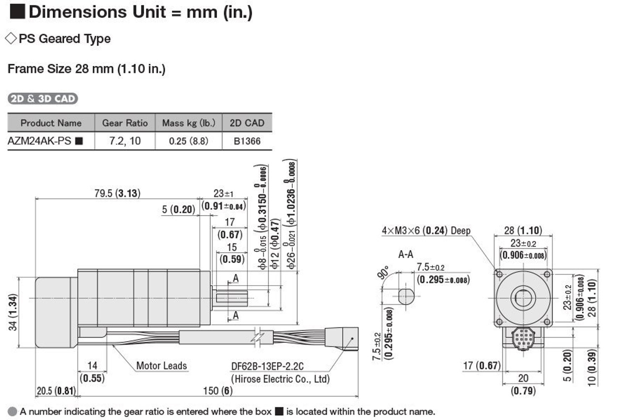 AZM24AK-PS7.2 - Dimensions