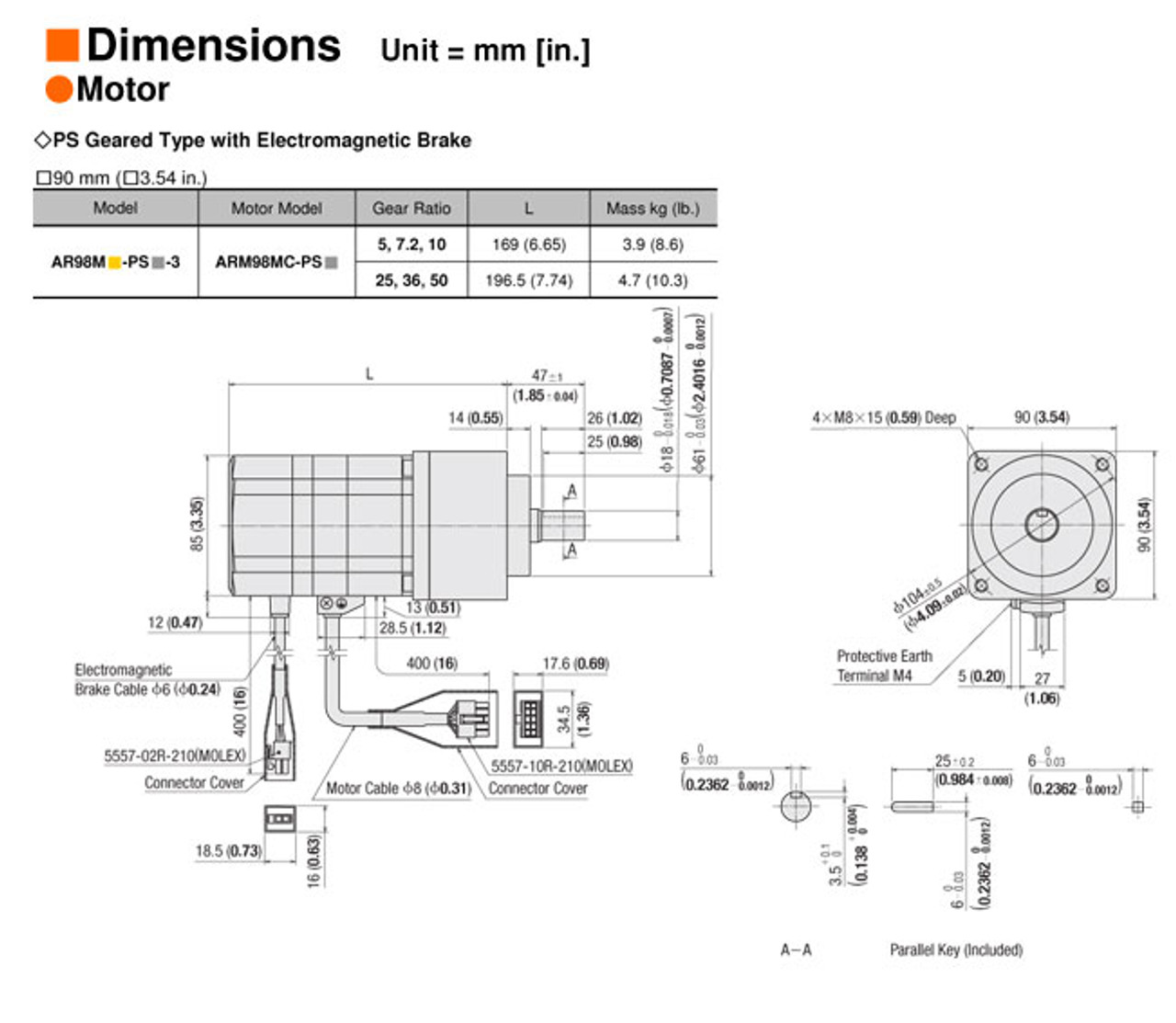 AR98MCD-PS25-3 - Dimensions