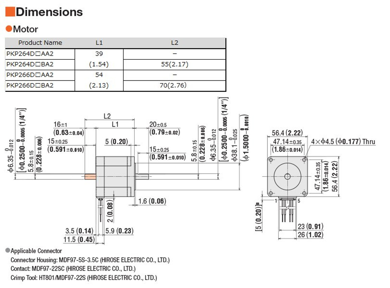 PKP264D42BA2 - Dimensions