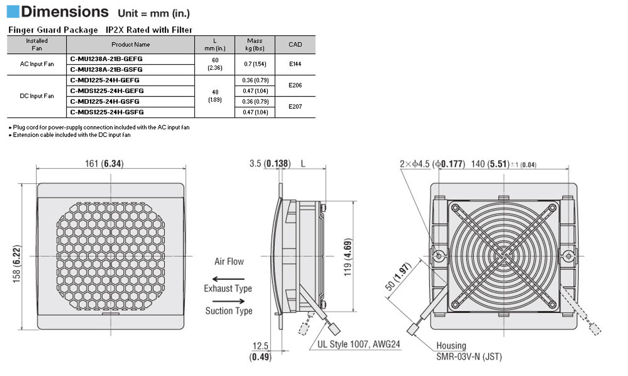 C-MU1238A-21B-GSFG - Dimensions