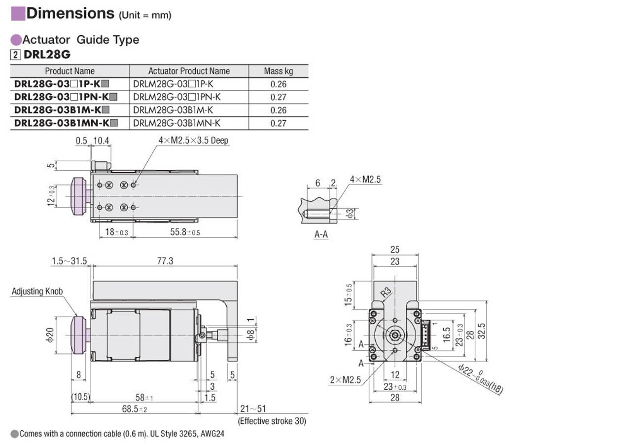 DRLM28G-03B1M-K - Dimensions