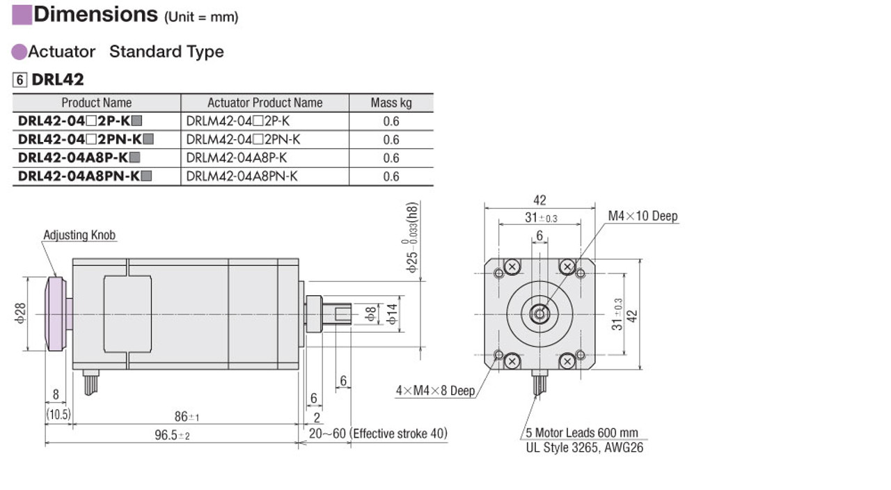 DRLM42-04A8PN-K - Dimensions