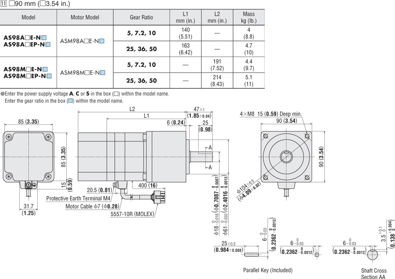 ASM98ACE-N50 - Dimensions