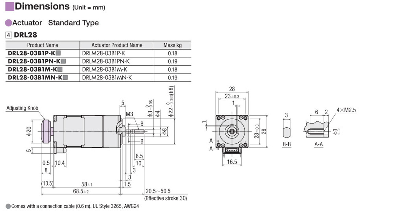 DRL28-03B1P-KD - Dimensions