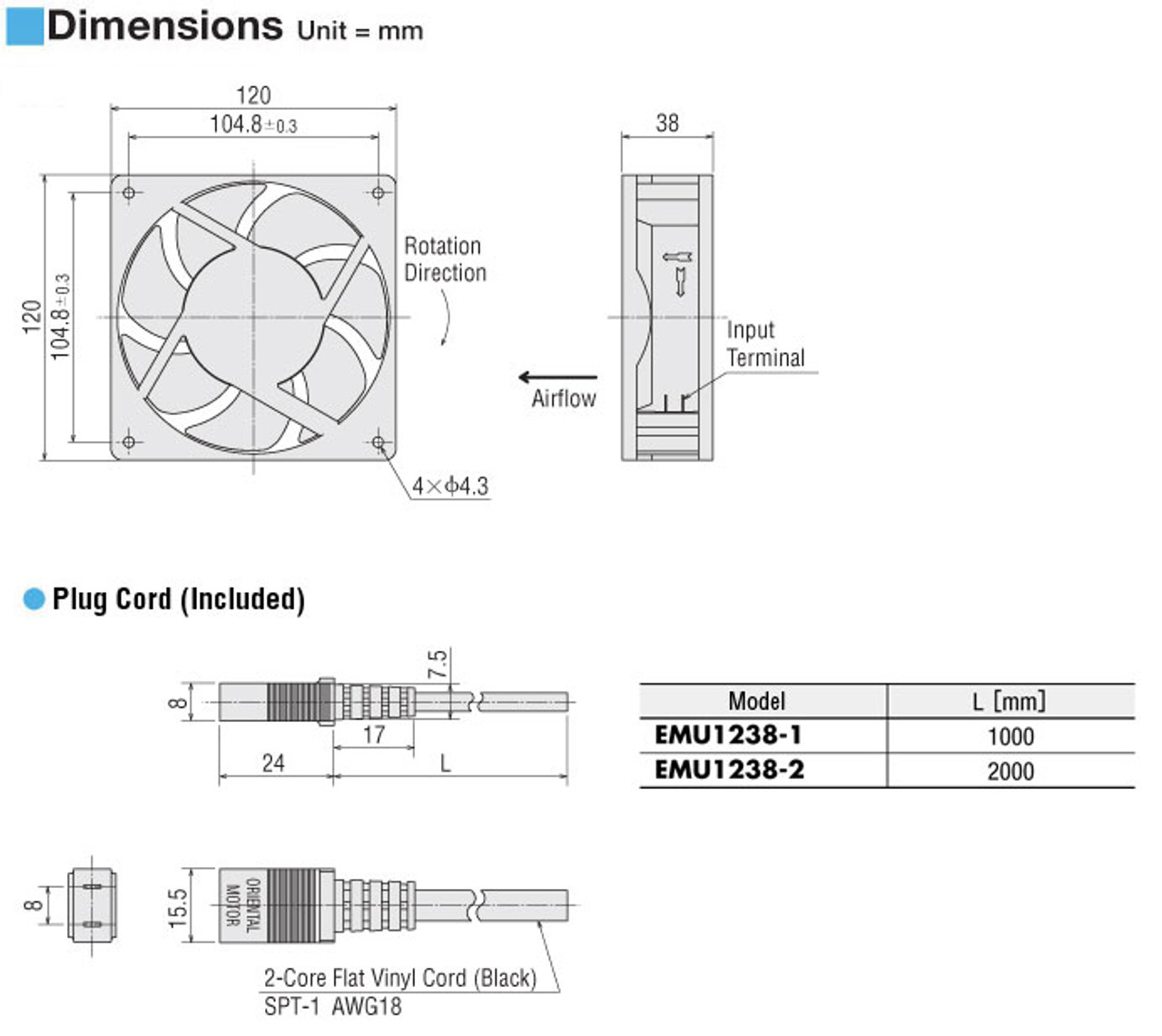 T-EMU1238-2-G - Dimensions