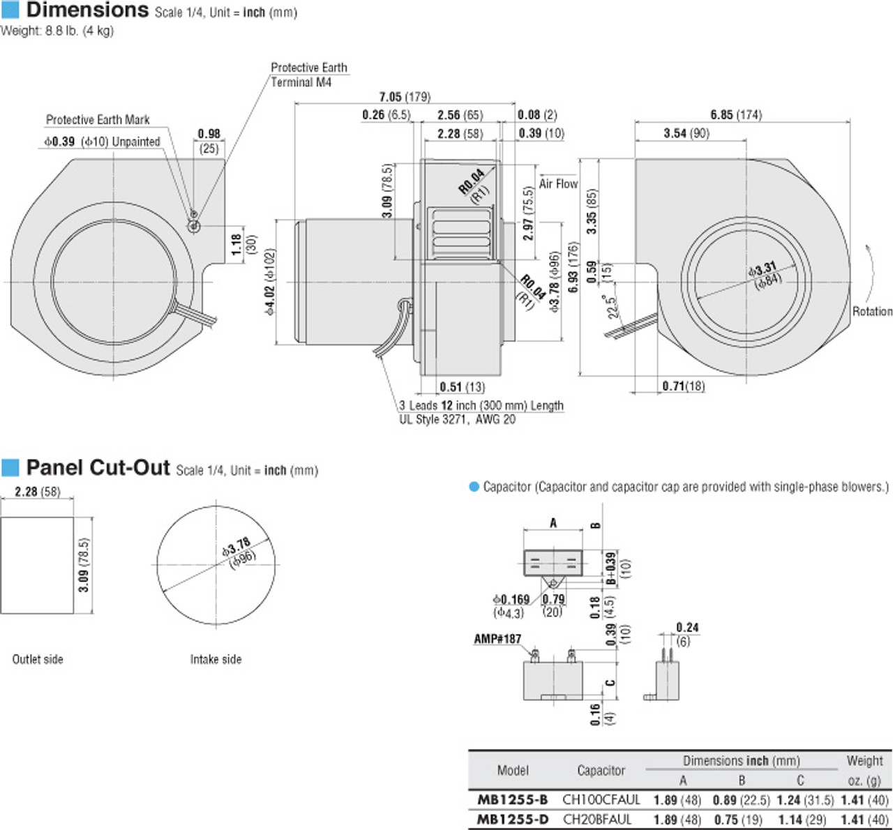 T-MB1255-T-FA - Dimensions