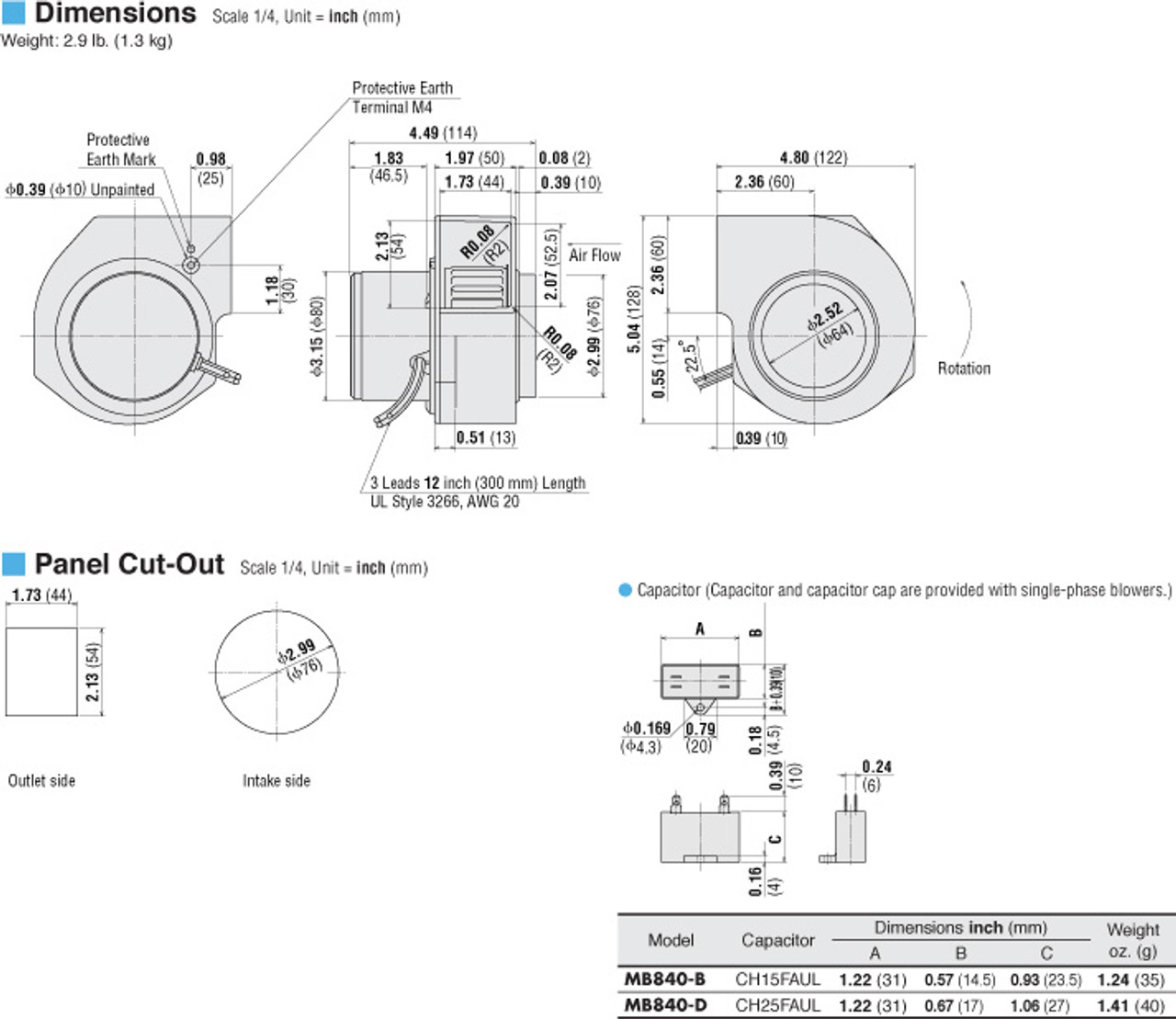 MB840-D - Dimensions