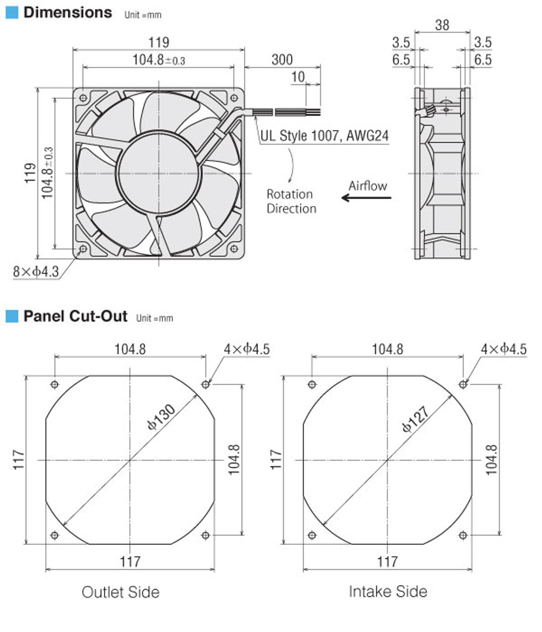 T-MDE1238-24L-G - Dimensions