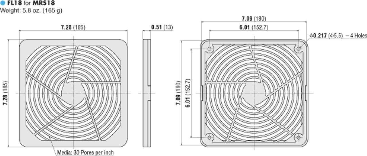 T-MRS18-BUL-F - Dimensions